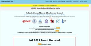 IISER IAT Result 2025 Out