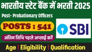 SBI PO Notification 2025 Last Date to Apply for 541 Posts